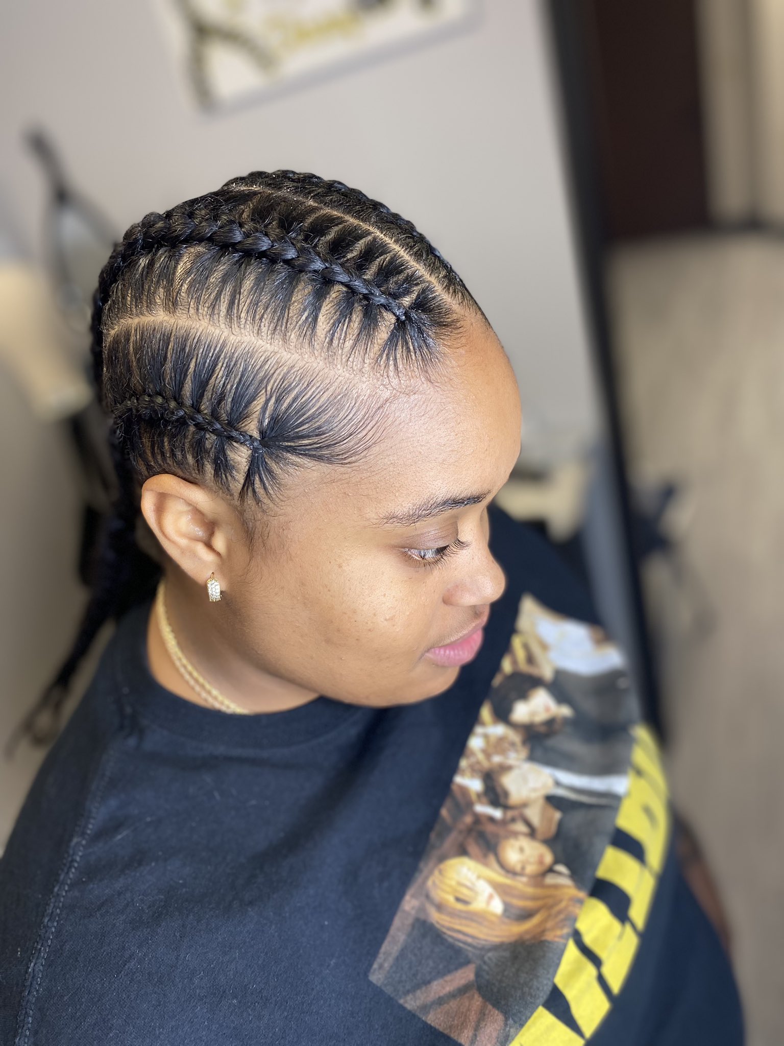 4 straight top back braids