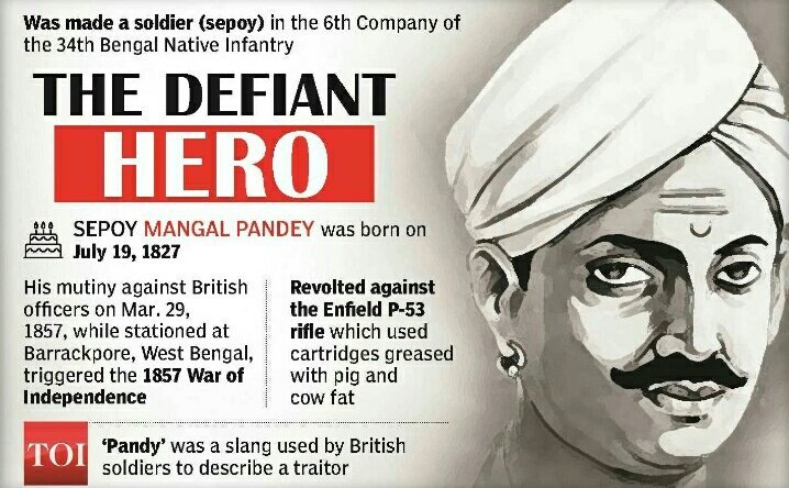 MrAmanDeep's tweet photo. #MangalPandey, the great hero from Revolt of 1857 which led British company to loose  there power. I salute him on the birth anniversary of the heroic son of Mother India.

#मंगल_पांडे https://t.co/vA6r9Ogg69