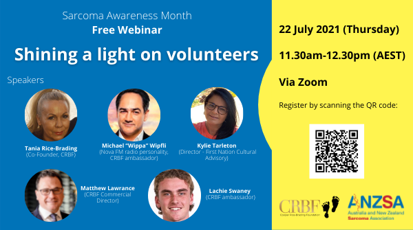 anzsarcoma's tweet image. Join us this Thursday as we hear from @coopsfoundation  and its ambassadors on their involvement to create much-needed awareness for #sarcoma in hopes to inspire more people to do so. Register: us06web.zoom.us/webinar/regist…