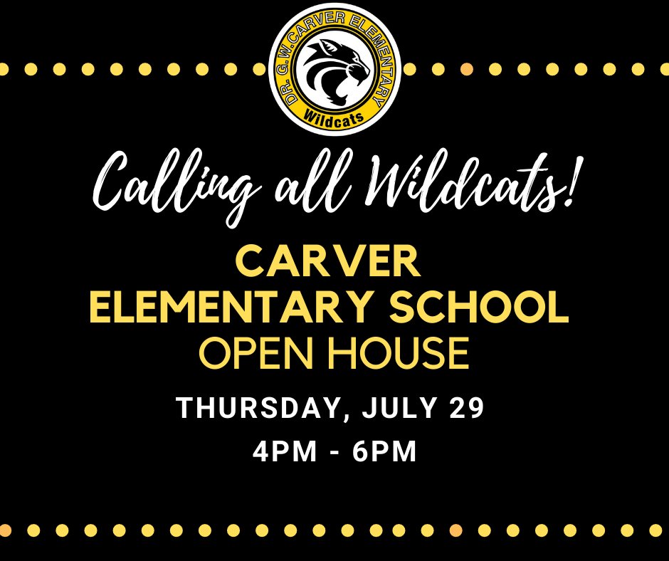 We cannot wait to see our Carver Wildcats for Open House!  See our Back to School Newsletter for additional information!
smore.com/j89nu