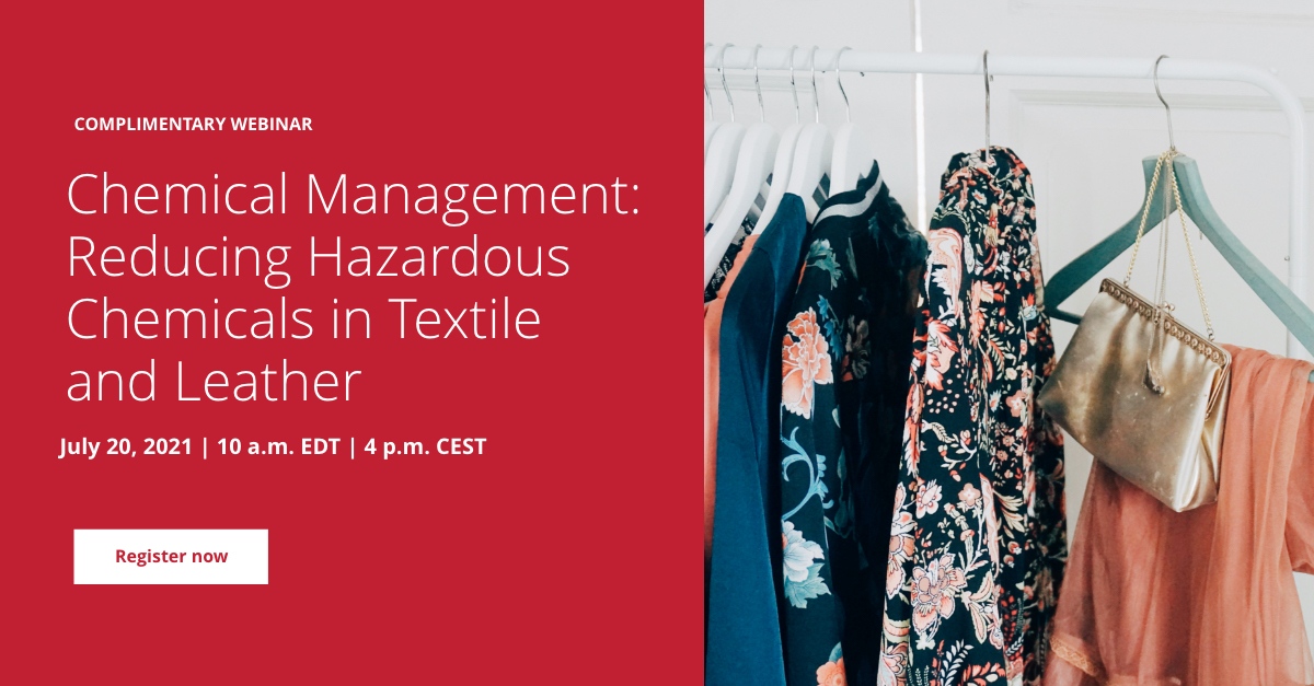 Join our complimentary webinar “Chemical Management: Reducing Hazardous Chemicals in Textile and Leather” to gain insights that can benefit your business and the #environment: https://t.co/FNPdrSATjq

#ZDHC #chemicalmanagement https://t.co/QrmNQNM5m5