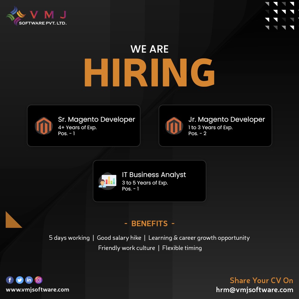 vmjsoftware's tweet photo. We are Hiring!!!
Share CV on hrm@vmjsoftware.com Or Call/ WhatsApp on +91 8320283530
#hiringprofessional #lookingforchange #lookingforjob #hiringalerts #magentodeveloper #businessanalyst #vmjsoftware #hiringnow #jobseekers #techhiring https://t.co/wyRLVGwXHY