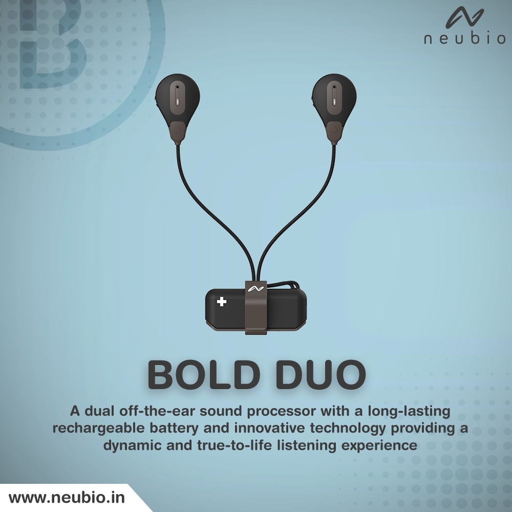 NeubioI's tweet photo. Neubio, introduces its innovative “Bold” series. The Bold sound processor is a lifestyle product that delivers analog signals to the user, providing a true-to-life listening experience.
#cochlearimplant #cochlearimplantkid #blodseries #boldbravo #boldduo #boldstride #neubioindia https://t.co/coyqcpCyZY