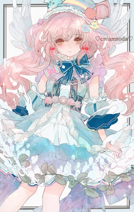「 クリームソーダ姫 」
夏のクリームソーダの妖精の女の子です。
#design #オリジナル #絵描きの輪 
