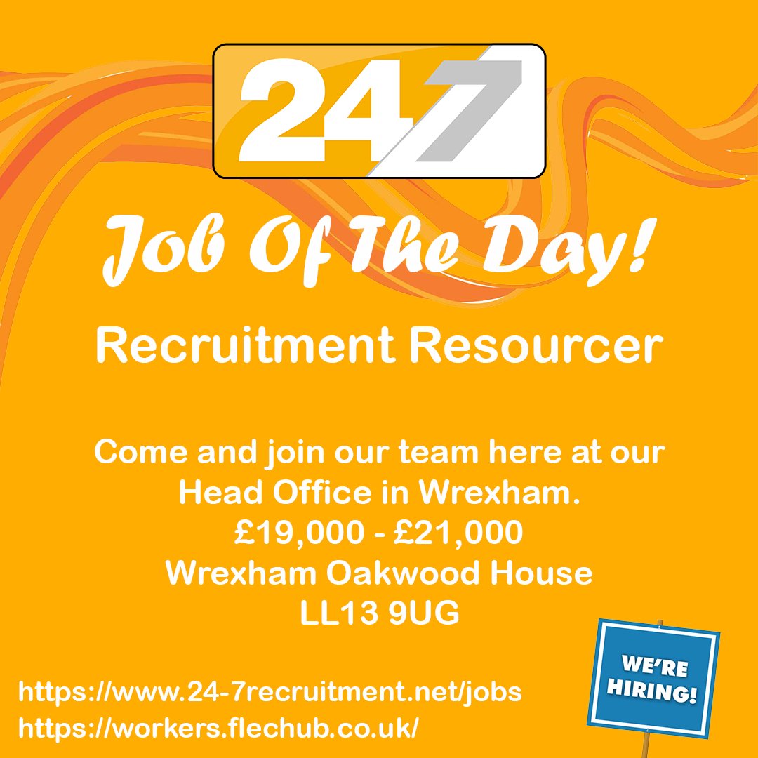 #Job #Recruiting Job Of The Day!
Come and join our team here at our Head Office in Wrexham. We are looking for individuals with previous temp recruitment experience, self motivated, friendly, enthusiastic people.
Please Get Into Contact If Your Interested.
01978 664195
#jobfairy