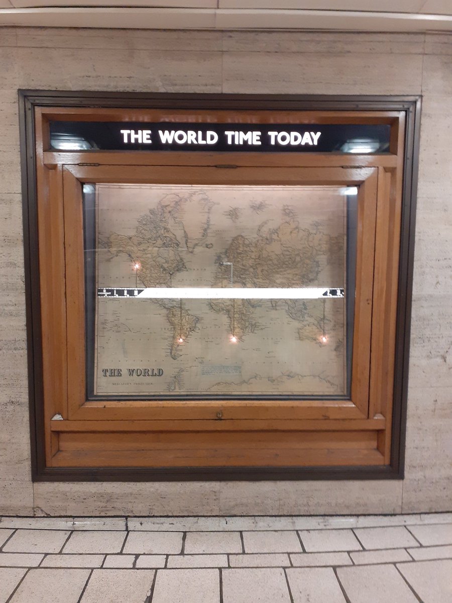 TimBryars's tweet image. What a treat. The Piccadilly Circus Underground Station world time map-clock has finally been restored. Illuminated and ticking beautifully.