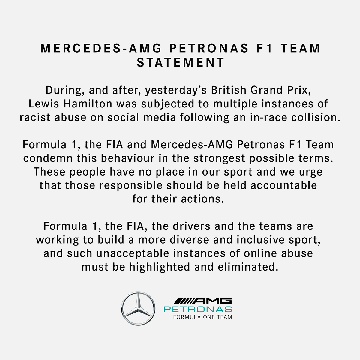 Lewis Hamilton slachtoffer geworden van racisme na incident met Verstappen