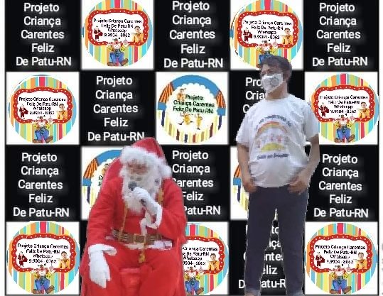 O Natal das Crianças Carentes do Ano Passado, foi um sucesso Graças a Deus e a VOCÊS  Pratrocinadores do Projeto Criança Carentes Feliz De Patu-RN.
       JUNTOS FIZEMOS mais 100 Crianças Carentes Feliz  no Natal de 2020.