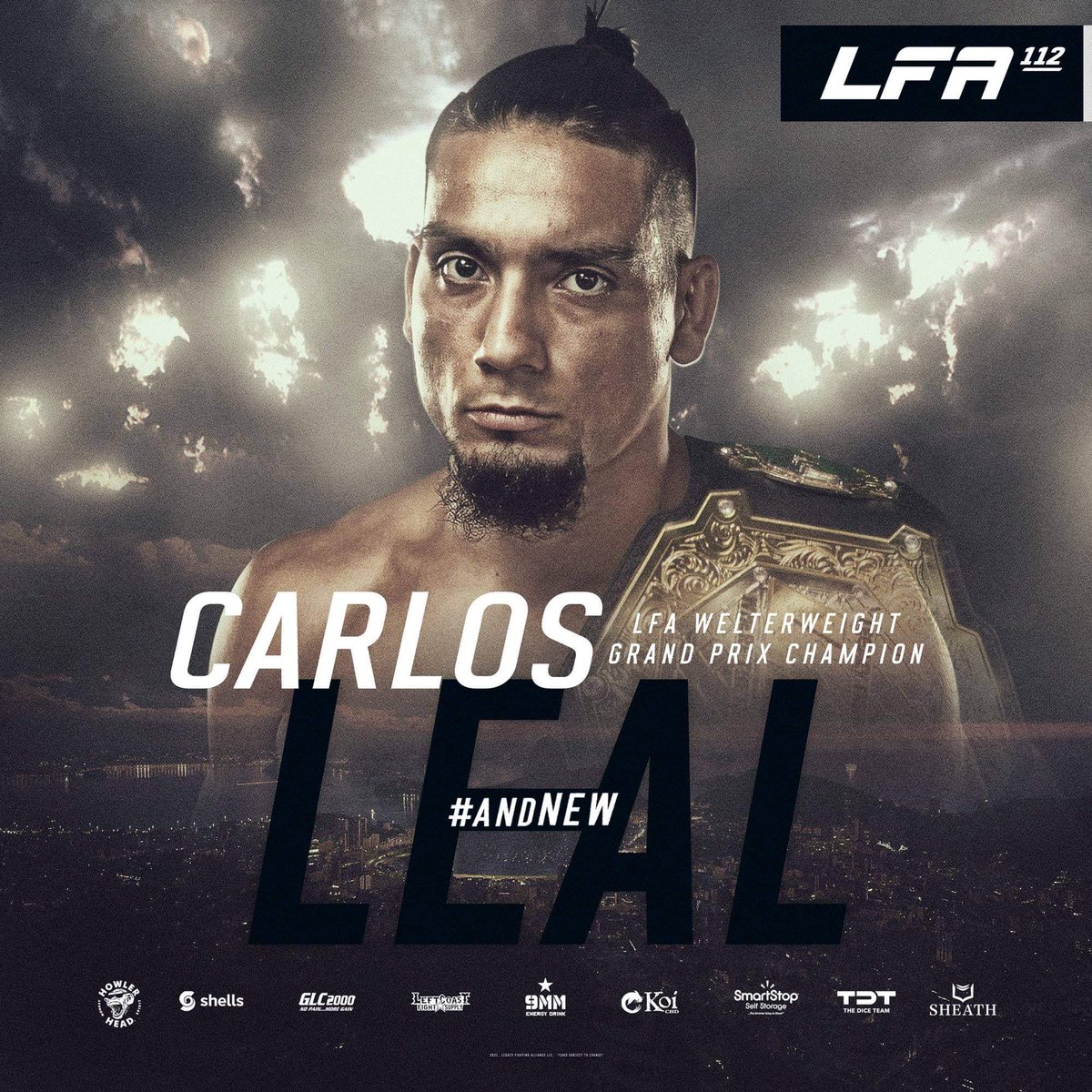 LFAfighting's tweet photo. Congrats to @TheLionMiranda on winning the @LFAfighting #Welterweight Grand Prix and Title at #LFA112! ๐
#andNEW
@ShellsDotCom
@Drink9mm
@KoiCBD
@SheathUnderwear
@GLCDirect2000
@HowlerHead
@TeamSmartStop
@UFCFightPass https://t.co/sVvr78cBUH