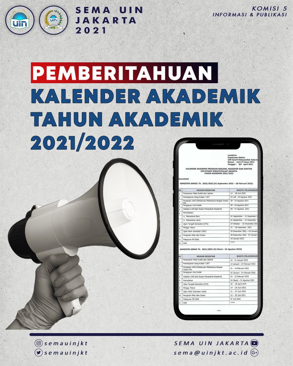 semauinjkt's tweet photo. PEMBERITAHUAN
"Kalender Akademik Tahun 2021/2022" https://t.co/aH71huDDVn