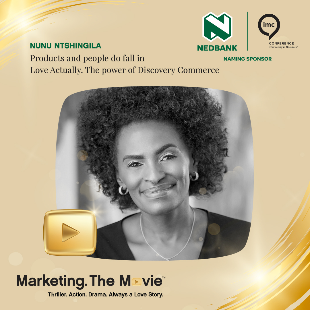 Catch <a href="/NunuNtshingila/">Nunu Ntshingila</a> at the movies on 29 July! She will be presenting “Products and people do fall in Love Actually. The power of Discovery Commerce”.

Get your popcorn ready to watch #MarketingTheMovie on your own screen wherever you are imcconference.com/tickets

#NedbankIMC2021