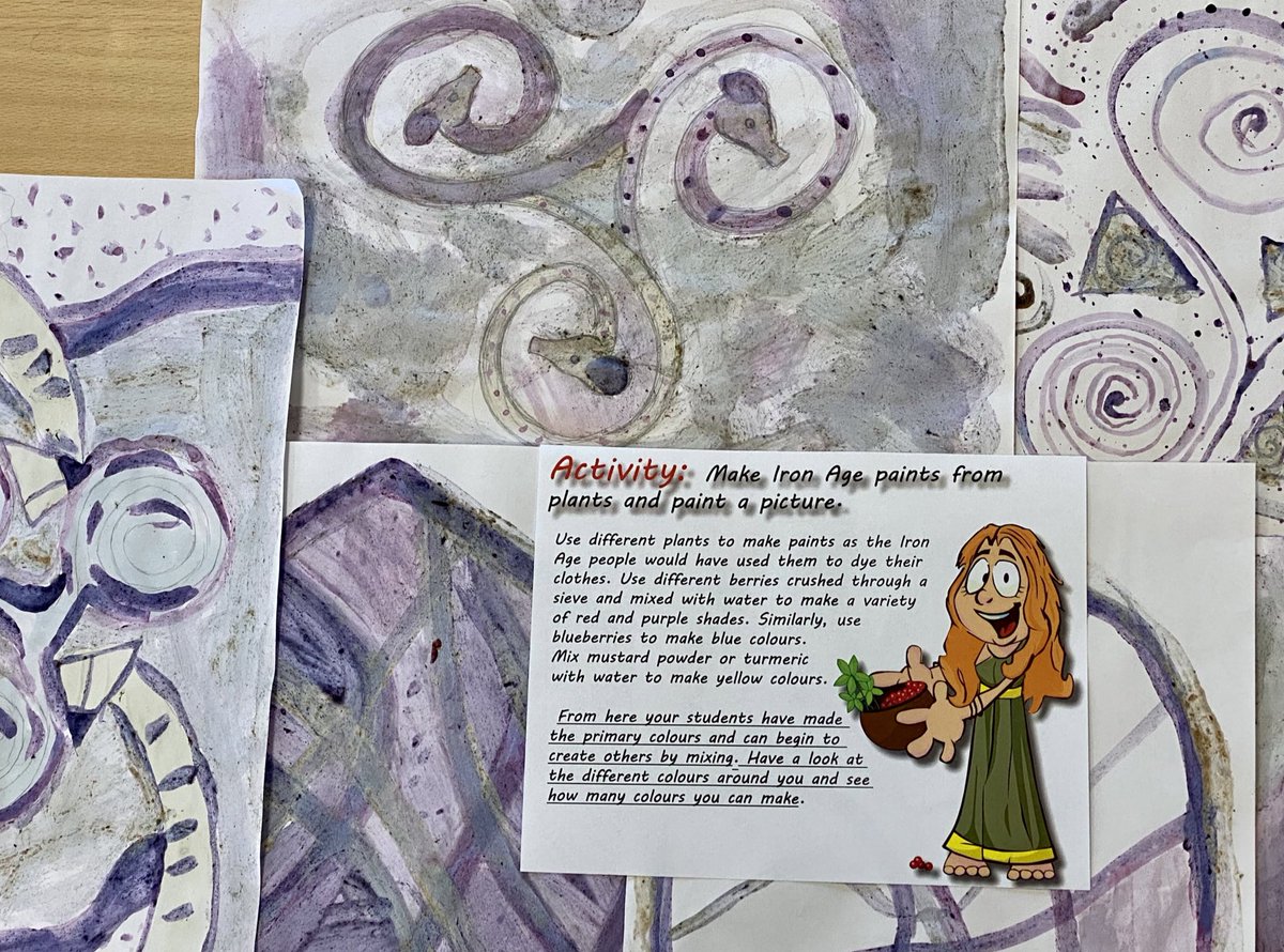 hackforthschool's tweet image. Painting with Iron Age dyes. We enjoyed creating pictures with our natural colours @NAAheritage @1pukub @HistoryPrimary @Ramble14 @Humanities2020 #KS2