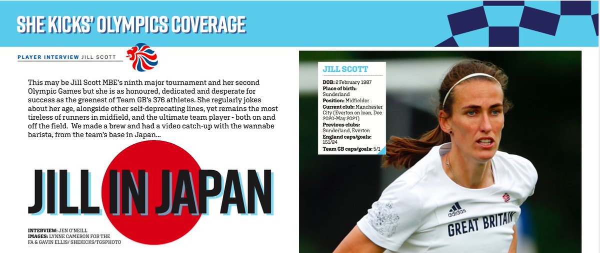SheKickedJenON's tweet photo. At her 9⃣th major international tournament, 2⃣nd Olympic Games &amp; as determined + down-to-earth as ever. Catch our 6⃣pg chat with @TeamGB's @JillScottJS8 in our BRAND-NEW #SK68. 
Get yours 👇
Print: https://t.co/RsIaFAbNpw
Digital (quick access around 🌎): https://t.co/43At4bOWbI https://t.co/b0V4xNyfSo