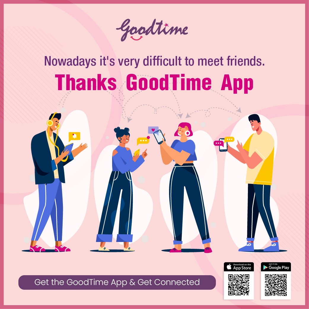 TheGoodTimeApp's tweet photo. Download the most popular application in the world of social media and start a whole new user experience.
.
Download App now: https://t.co/62rYzeaAwy
.
#RealTimeSocial #NewWays #SocialMedia #DownloadNow #NewApp #NewWayOfSocialMedia #LetsSocial #GetTogether #BestTimes https://t.co/DQE7lWTDKD