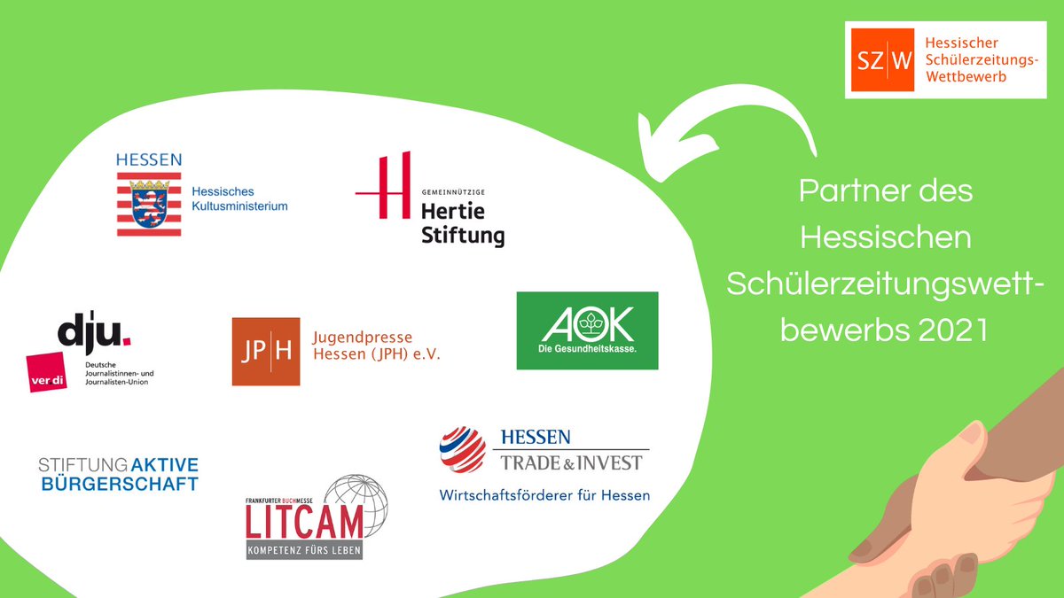 Die 7 Partner und Sonderpreisstifter des Hessischen Schülerzeitungswettbewerb 2021 auf einem Blick 👁️ - Wir freuen uns bereits auf alle Einsendungen von Schüler*innen und bedanken uns schon einmal für die bisherige Zusammenarbeit! #hessischerschülerzeitungswettbewerb #szw2021 🏆