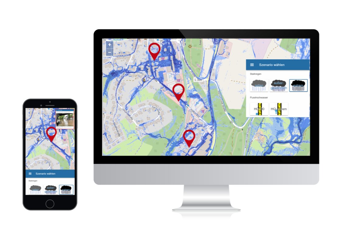 Bürger vor möglichen #Starkregen, #Hochwasser und #Flutkatastrophen besser informieren: Überflutungsgebiete visualisieren, Gefahren aufzeigen, Verhaltens- und Vorsorgeempfehlungen kommunizieren über starkregengefahr.de