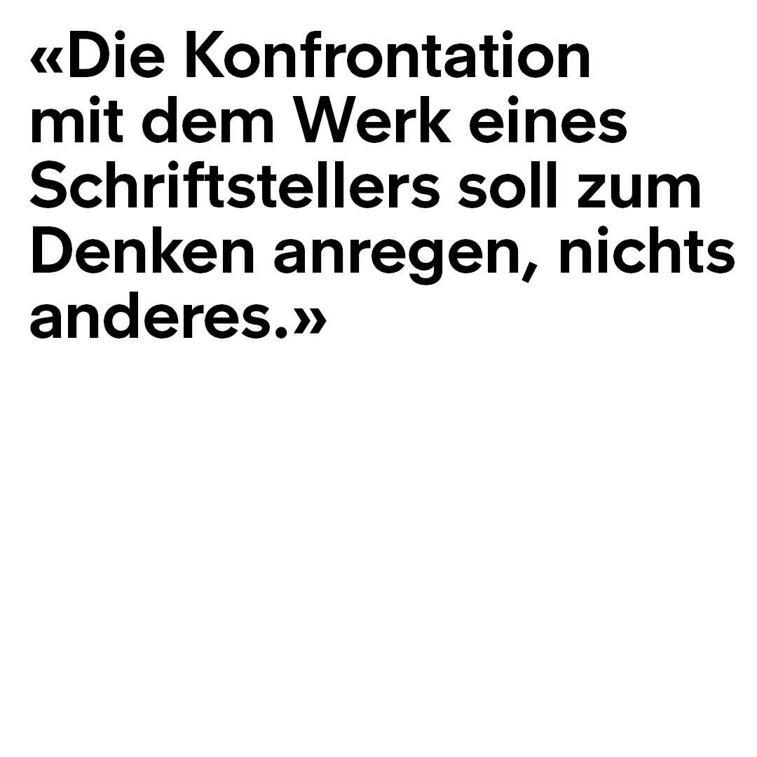 Friedrich Dürrenmatt dans un entretien avec Ernst Baumann (1967), in : « Les Répliques », Editions Zoé.

Friedrich Dürrenmatt im Gespräch mit Ernst Baumann (1967), In: Der Klassiker auf der Bühne, Gespräche 1961-1970, © Diogenes Verlag AG Zürich.
