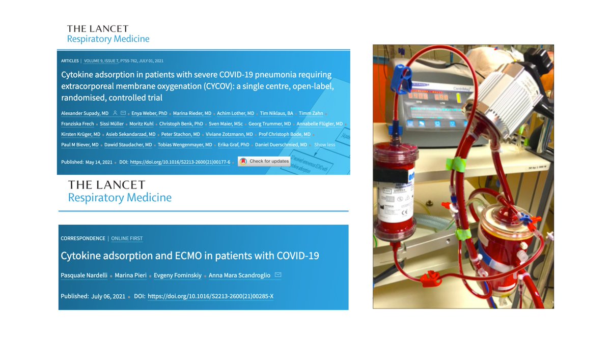 We commented the recent CYCOV trial on cytokine adsorption in patients with severe #COVID19 pneumonia requiring #ECMO: a single, small trial should not steward worldwide clinical practice Our comment: thelancet.com/journals/lanre… Article: thelancet.com/journals/lanre… #FOAMcc #FOAMecmo