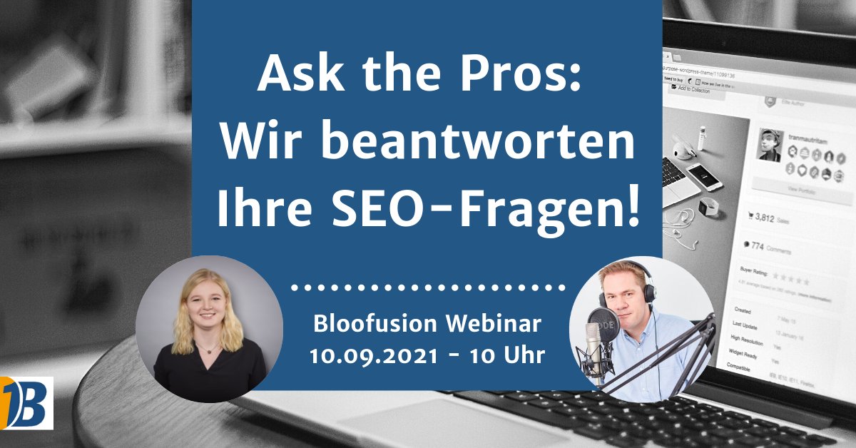 bloofusionde's tweet photo. Mehr Fragen in Bezug auf SEO? Am 10. September 2021 findet wieder ein kostenloses Ask the Pros-Webinar statt.

Dieses Mal kannst du unsere SEO-Experten Markus Hövener und Lisa Heidemann mit deinen Fragen bombardieren. Mehr dazu in unserem Blog. 👇 https://t.co/hQA5QlzGIN https://t.co/pMapAEMvxH