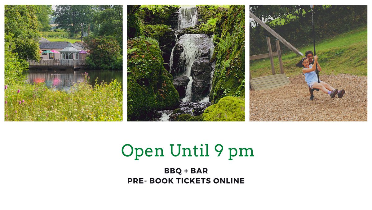 This Friday night, 23rd July, we are open until 9 pm so you can stay late and enjoy our walks, lakes and waterfalls. Bring a picnic or enjoy our BBQ.Our fully licensed cafe will be open!  @VisitDartmoor @DevonTopDaysOut @visitdartmoor  @VisitDevon @devonwithkids #familyattraction