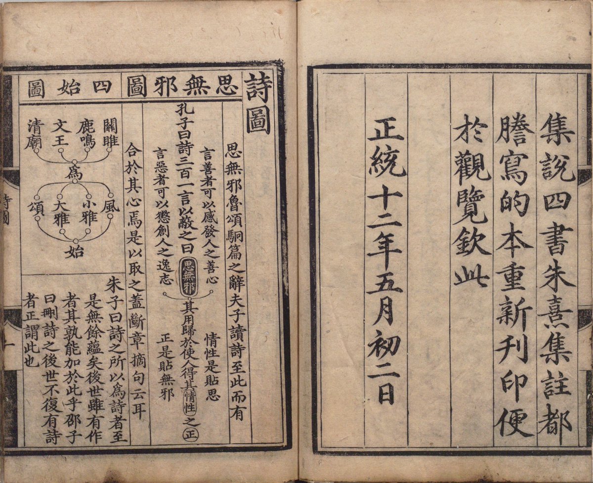 shugeorg's tweet photo. 《诗经》是中国先秦时期的诗歌总集。此《诗集传》是南宋朱熹为《诗经》所作注释疏解之作。全书共二十卷：国风八卷、小雅七卷、大雅三卷，周颂一卷、鲁颂、商颂合一卷。此为明正统十二年司礼监刊本，附：诗传纲领、诗图、诗序。介绍下载：https://t.co/KMPye8zVup https://t.co/qSztToFQWb