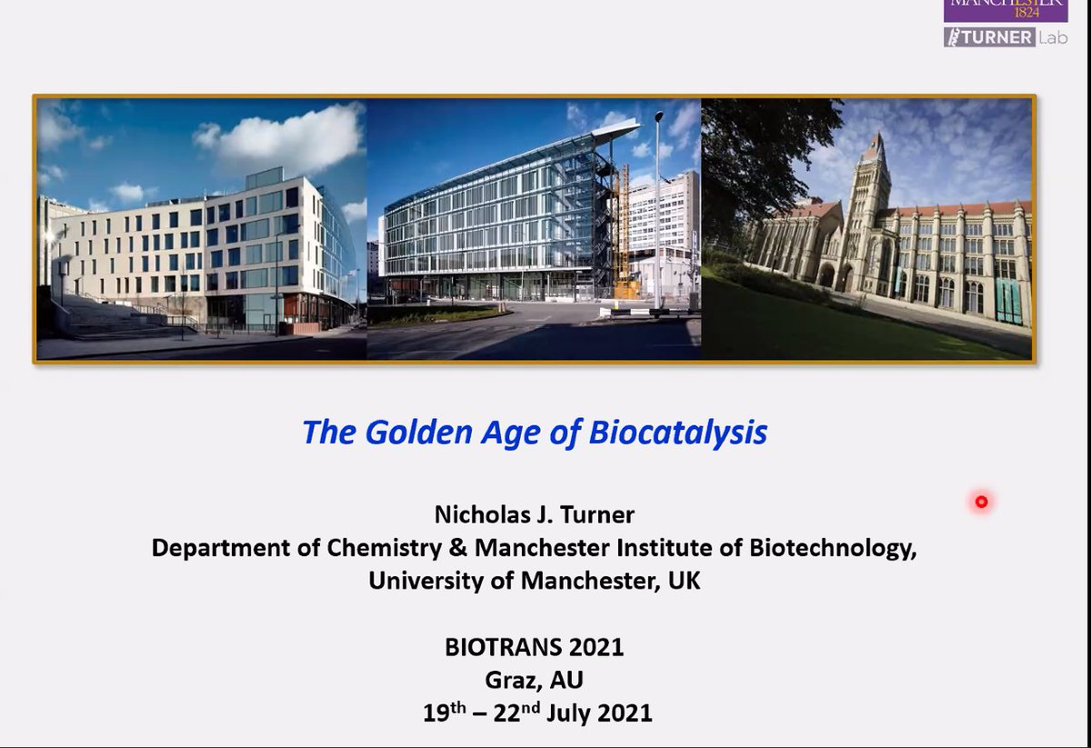 Now the first scientific talk starts <a href="/biotrans2021/">Biotrans2021</a> with Nick Turner <a href="/Turner_Biocat/">Turner Biocatalysis</a> Really looking forward to it.