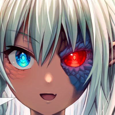 1girl solo red eyes blue eyes smile heterochromia looking at viewer  illustration images