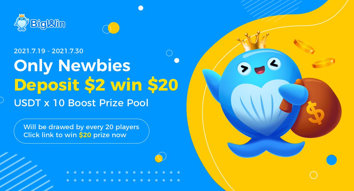 🐳BigWin USDT x 10 Boost Prize Pool is Online!
🏆Deposit 2 USDTs in the 10 Boost Prize Pool to get the chance to win 20 USDT.
The pool draws when every 20 users participate.
🔥Click Here to Know More: cutt.ly/medium_twi10
#BSC #Crypto #Defi