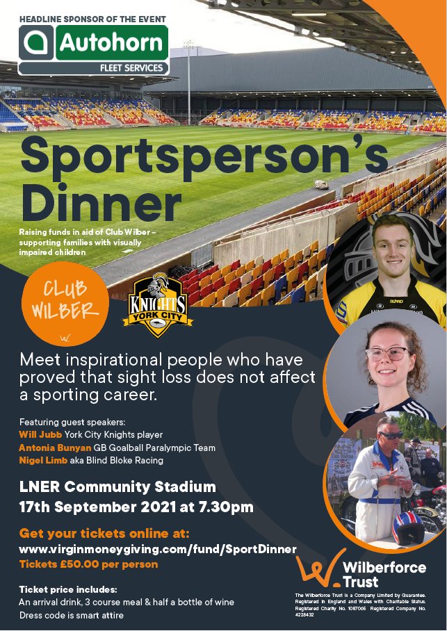 Wilberforce Trust (@wilberforceyork) on Twitter photo We are delighted to welcome <a href="/Autohorn/">Autohorn Fleet Services</a> as our Headline Sponsor of the Sportsperson's Dinner raising money for #ClubWilber.
Featuring our Club Wilber ambassador @YorkKnightsRLFC <a href="/will_jubb/">Will Jubb</a>
Make sure to get your tickets here: virginmoneygiving.com/fund/SportDinn…
#Fundraising #York #Charity We are delighted to welcome <a href="/Autohorn/">Autohorn Fleet Services</a> as our Headline Sponsor of the Sportsperson's Dinner raising money for #ClubWilber.
Featuring our Club Wilber ambassador @YorkKnightsRLFC <a href="/will_jubb/">Will Jubb</a>
Make sure to get your tickets here: virginmoneygiving.com/fund/SportDinn…
#Fundraising #York #Charity