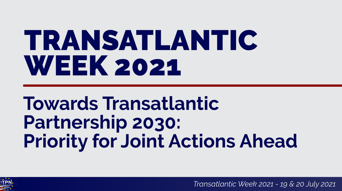 TPNOnline's tweet photo. #TransatlanticWeek21 is here! 

25+ incredible speakers &amp; 150+ participants from both sides of the Atlantic will come together to discuss:

👉🏼 how to rebuild #transatlantic trust
👉🏼 how to handle #DigitalTransformation
👉🏼 how to develop an EU-US #China strategy

&amp; much more! https://t.co/wtaba54mXg