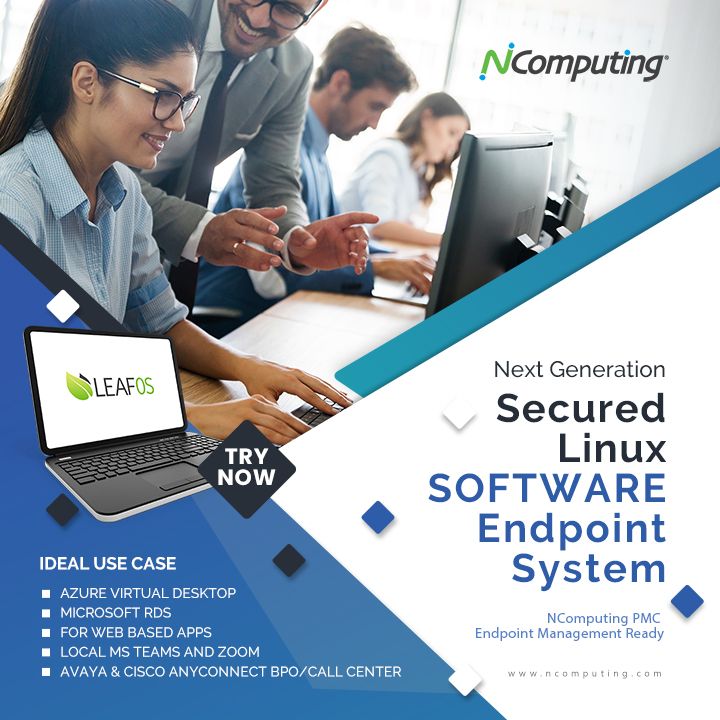 ncomputingasia's tweet photo. NComputing LEAFOS - Secured End Point OS for Microsoft AVD/WVD/RDS Deployments #wvdcommunity #azurecloud #thinclient #endpoints https://t.co/Pq3uLwMHH1