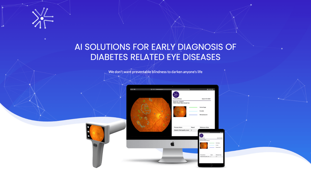Diyabet kaynaklı göz hastalıklarının erken teşhisi için yapay zeka tabanlı çözümler sunan girişim: Vivente buff.ly/3ze2VKA