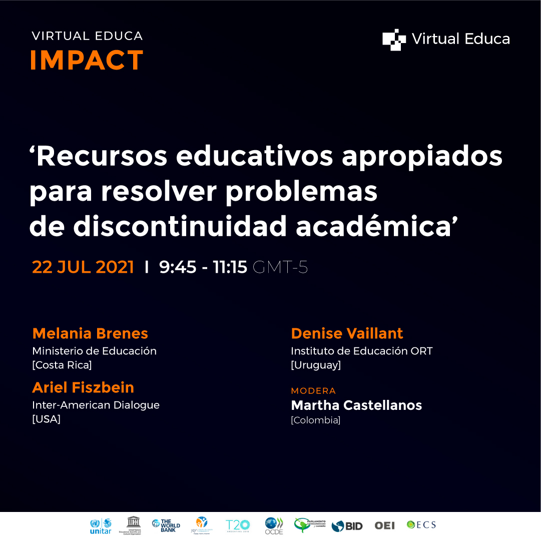 virtualeduca's tweet photo. Del 21 al 23/7 #VirtualEduca Impact: 3 días, 22 horas de transmisión online, 9 Impact Talks y 12 paneles sobre temáticas disruptivas sobre educación, tecnología e innovación para que nadie se quede atrás en el mundo pospandemia.

👉 Regístrate gratis: https://t.co/zsFoGrBPs5 https://t.co/uWSZAo67H1