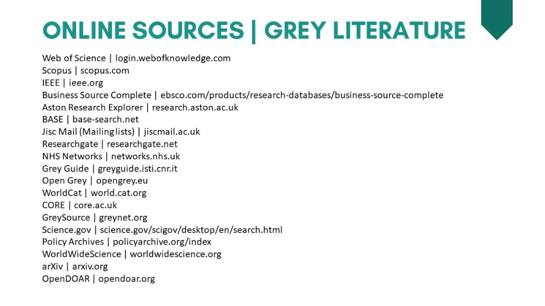 Last Wednesday's webinar explored Grey Literature. The following are some of the online sources to access grey Literature, Dissertations &amp; Theses, and Conference Proceedings. They are not comprehensive, but they are a start to help you explore the world of '50 Shades'.