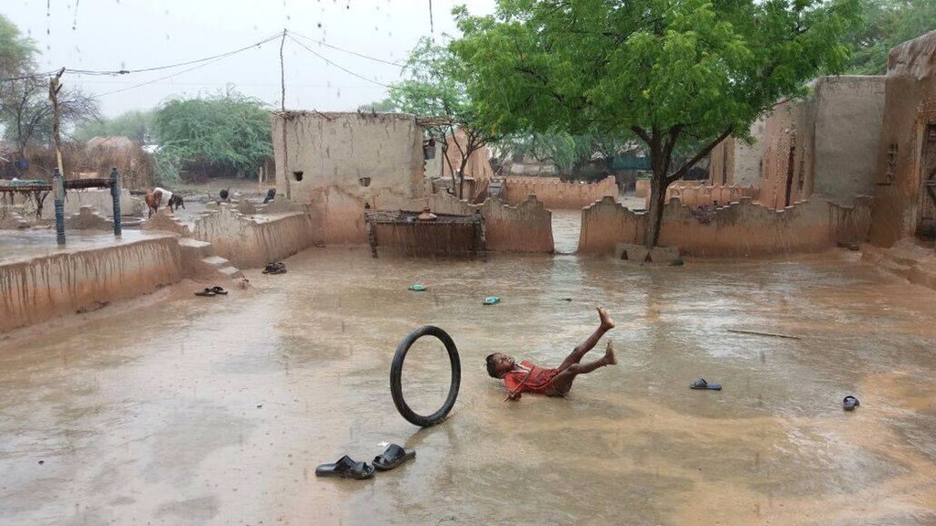 TharPakistan's tweet photo. Child slipped while playing during rainfall, what caption will you give it!? 

#TharPakistan 

Photo by Koshlia Meghwar https://t.co/cO4vxQBtRK