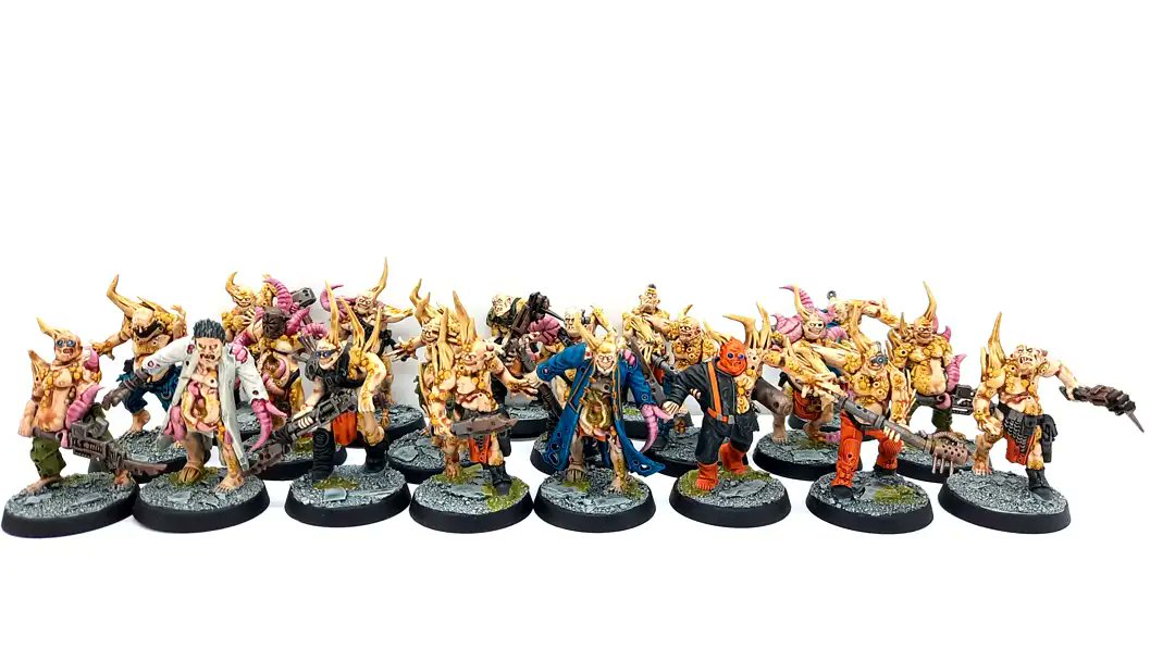 ChefoberbossM's tweet photo. And here is the whole bunch of the 20 simillar Poxwalker minis out of Conquest no 60 and 63.
#tabletop
#warhammer
#warhammercommunity
#paintingminis
#chefoberboss
#paintingwarhammer
#wh40k
#warhammercommunity
#warhammer40k
#nurgle
#poxwalker
#redgrassgames https://t.co/YTZ7zdZ0VW