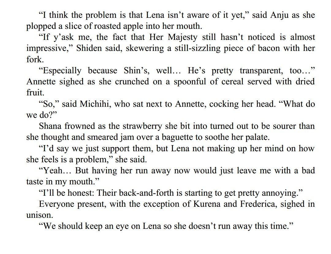 RedLioness_86's tweet photo. “We should keep an eye on Lena so she doesn’t run away this time.”

~ 86 strike package (except Frederica and Kurena), VOLUME 7 #86spoiler

:: Sorry girls, Lena still ran away from Shin. You should put a leash on her 😂 ::

#EightySix
#エイティシックス
#ShinLena
#86_anime https://t.co/TjUgTKVLff
