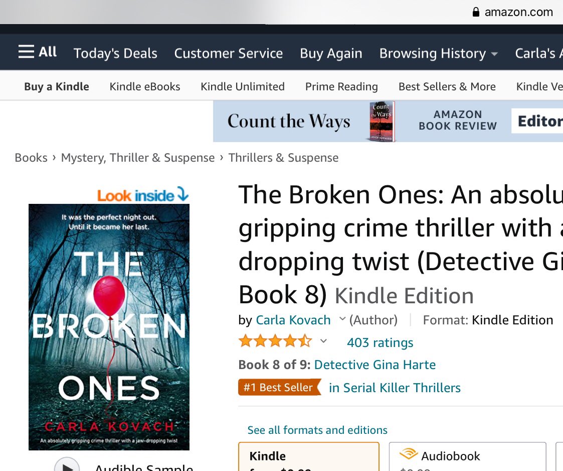 CKovachAuthor's tweet photo. Whoop! What a night watching #OneLeftBehind climbing itโs way up the Amazon charts! ๐ฑ๐ฑ๐ฑ
So happy to see it get a bestseller badge (number 31 in USA)
It also reached number 11 in Canada and 71 in U.K.! ๐
Thank you so much @Bookouture @Hellyj100 readers, bloggers, sharers. ๐ https://t.co/S3Ch7x7DdA