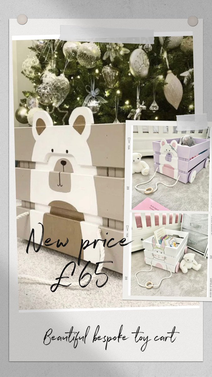 Made to order, this bespoke bear toy cart is sure to become a fun play accessory for your little one. Not only is it super practical, but your child will also enjoy lots of play time filling and unloading the cart and pulling it around the house. New price of £65 👀