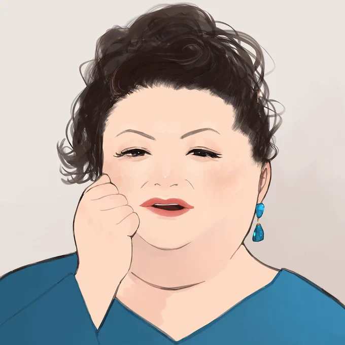 昨日放送の週刊さんまとマツコで描かせて頂いたマツコさんの似顔絵。青がお好きとのことでイヤリングと合わせて涼しげな装いに仕上げてみました

#週刊さんまとマツコ 