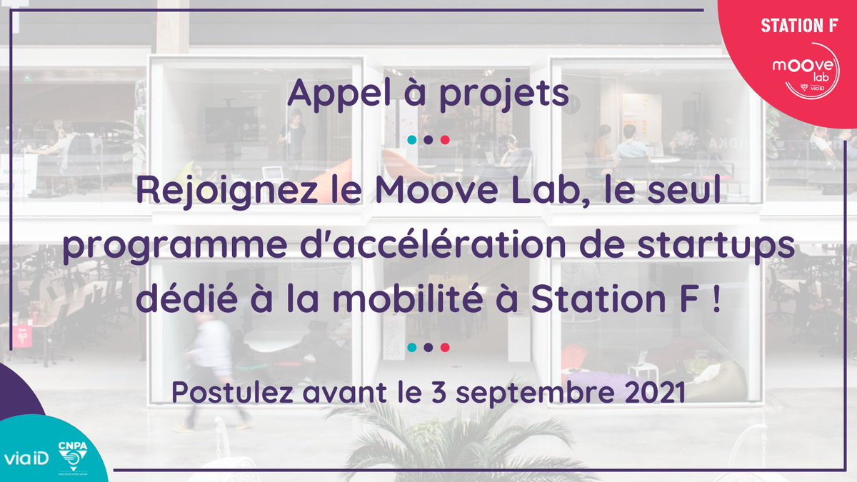🚀 APPEL À PROJETS 🚀

Le Moove Lab, l’accélérateur des startups de la mobilité de STATION F, recrute son nouveau batch parrainé par <a href="/BMWGroupFrance/">BMW Group France</a> !

Vous êtes une startup active dans le domaine de la mobilité ou de l'automobile ? 😉

Inscrivez-vous !👇
f6s.com/moove-lab-batc…