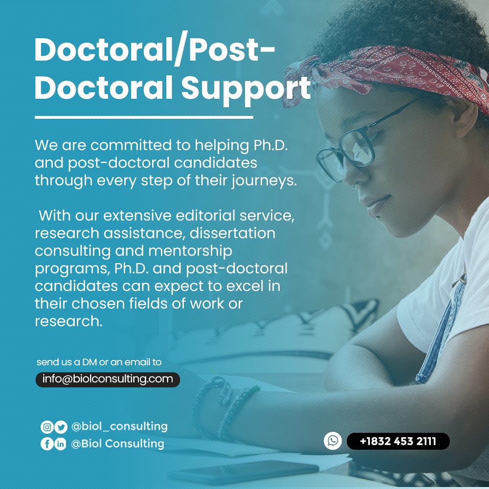 biol_consulting's tweet photo. Let's help you reduce the weight of loads on you.
To get started, send us a DM or Email INFO@BIOLCONSULTING.COM
#Academictwitter #Academicgram #Postdoctoralresearcher #Postdoctoralfellow #Doctoralsupport #Phdlife #Phdsupport #NewtoPhd https://t.co/fiLypqQz1G