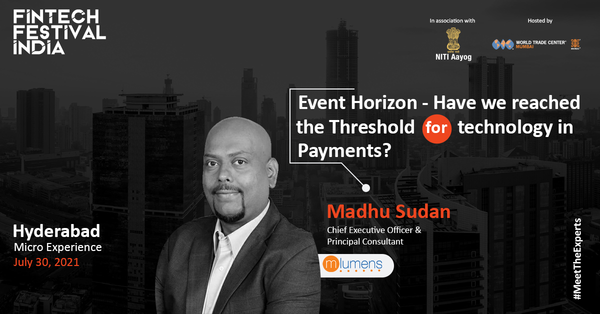 ffi_fintechfest's tweet photo. #MeetTheExperts

Join Mr. Madhu Sudan, CEO &amp; Principal Consultant at mlumens, for the discussions around #payments and #technology in our upcoming micro experience in Hyderabad. Register now: https://t.co/twal75ssGS

#fintechfestindia #fintechfestival #payments #insurance https://t.co/kYCmrDdqGS