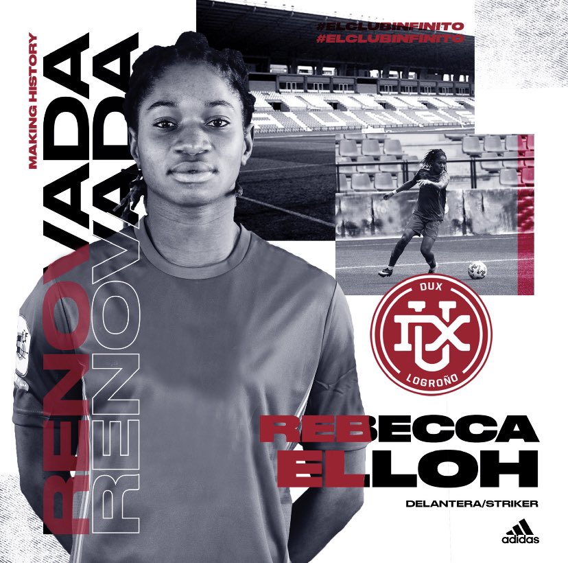 ¡<a href="/EllohRBK/">Elloh Amon Rébecca</a> renueva con el #DUXLogroño !

Más potencia africana para la Vinotinto, seguimos configurando la temporada 2021-22 con mucha ilusión y un objetivo claro.

#GoDUX | #Volveremos