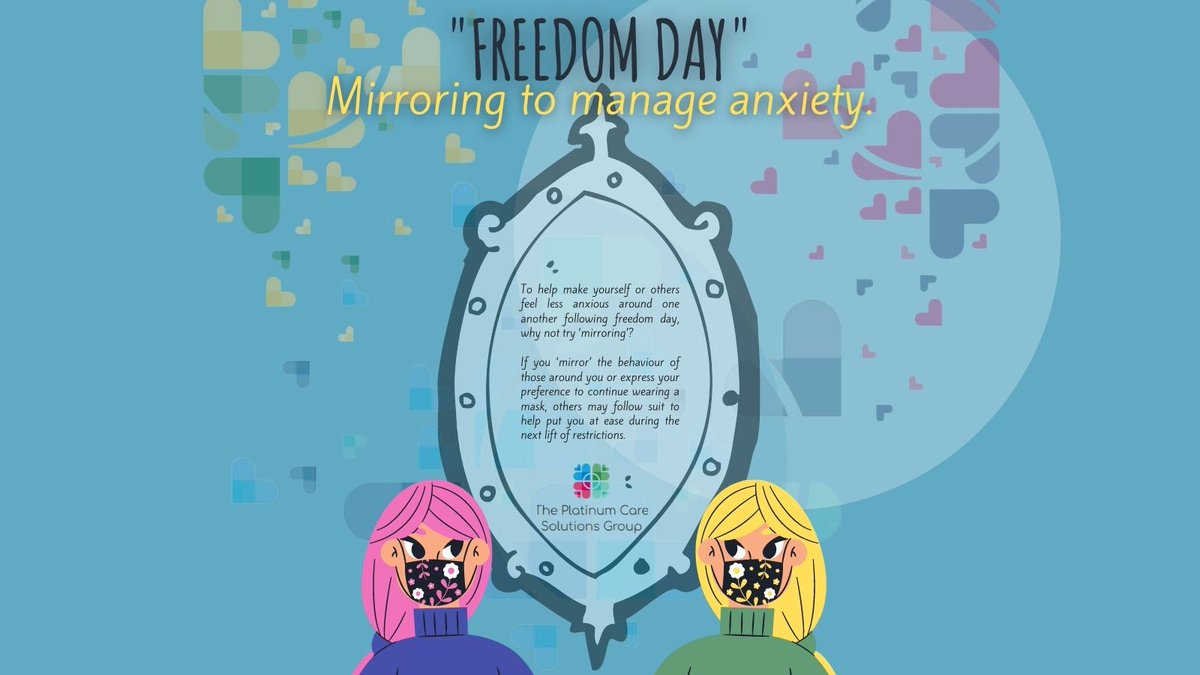 Good morning,To help make yourself or others feel less anxious around one another following freedom day, why not try ‘mirroring’? 
If you ‘mirror’ the behaviour of those around you or express your preference to continue wearing a mask,others may follow suit.
#freedomdayUK #mirror