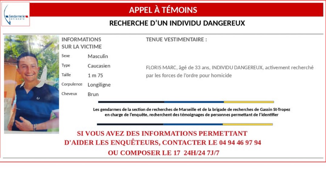 🇫🇷 ALERTE INFO - La gendarmerie a lancé un #appelàtémoins pour retrouver l’homme suspecté d'avoir tué par balle une femme avec qui il entretenait une relation. Le fuyard est armé et considéré comme "dangereux". Si vous disposez d’informations : 04.94.46.97.94. #Gréoliètes