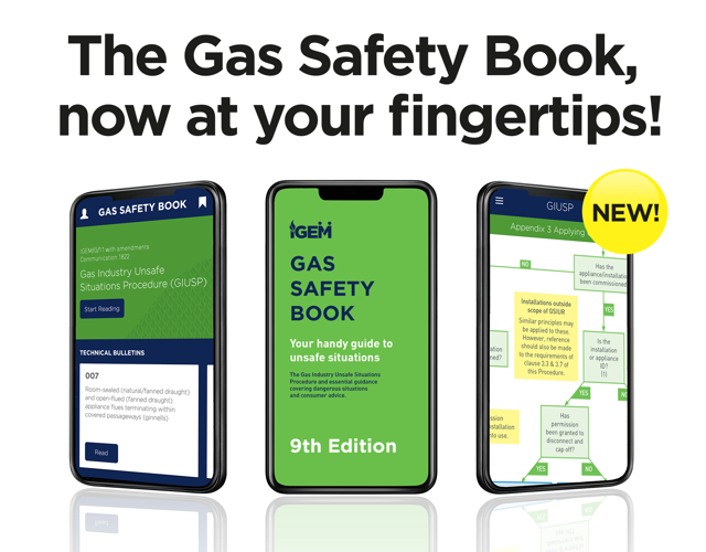 The #GasSafetyBook… there’s an app for that! Featuring <a href="/IGEMGi/">IGEM (Institution of Gas Engineers and Managers)</a>'s ‘Unsafe Situations’ guidance the app is available on Android &amp; coming soon to Apple. Gas Safe registered engineers can purchase it from <a href="/Gas_Safety_Shop/">Gas Safety Shop</a> at gassafetyshop.co.uk/Gas-Safety-Book

#gasstandards #GIUSP #IGEMG11