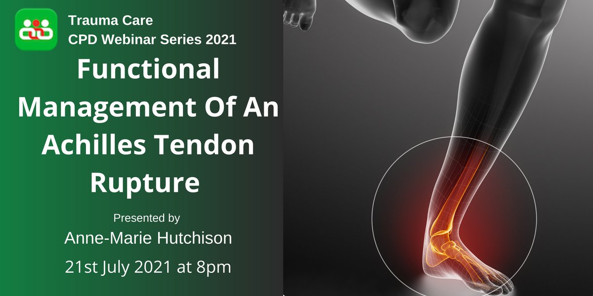 TraumaCareUK's tweet photo. 'Functional Management Of An Achilles Tendon Rupture' By Anne-Marie Hutchison
Register now-
▶️ https://t.co/tHdNt1RieQ
#AchillesTendon #Physiotherapy #Physiotherapist #SportsInjury #Doctors #Nurses #StudentMedics #MEDed https://t.co/oE0HVn7NqN
