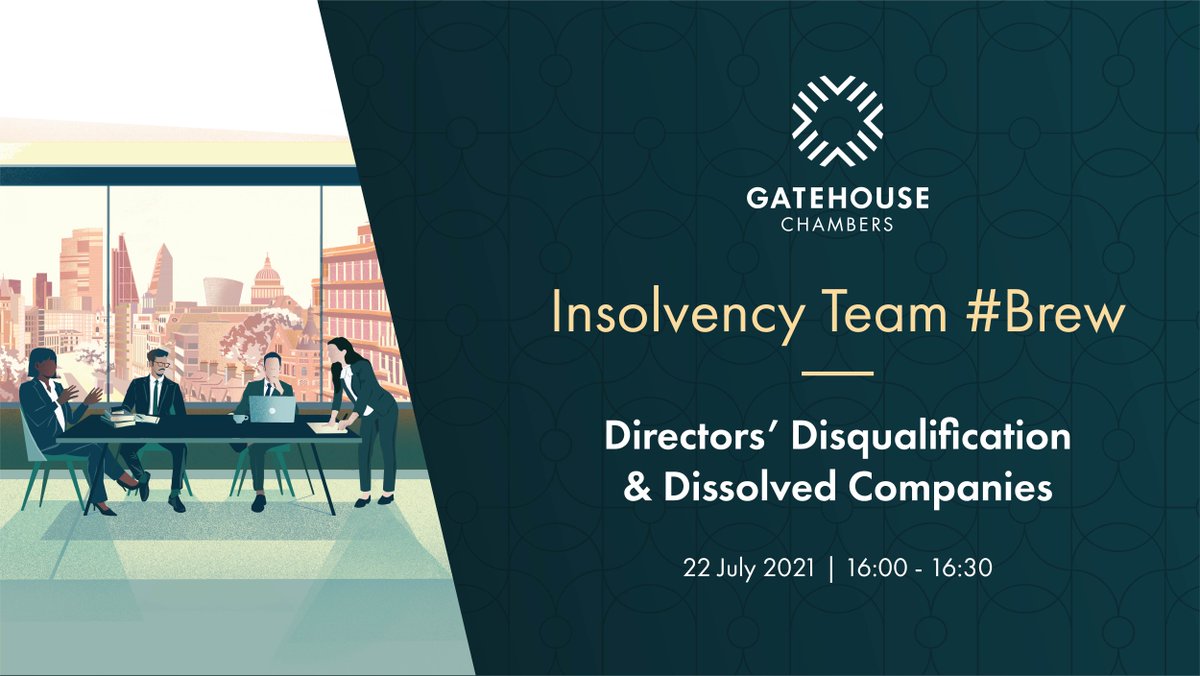 gatehouse_law's tweet photo. Our #Insolvency Team will be hosting a #Brew at 4pm this Thursday looking at directors’ disqualification and dissolved companies. Click here to sign up: https://t.co/NNcAiGGIzG https://t.co/0IyaAmzVRe