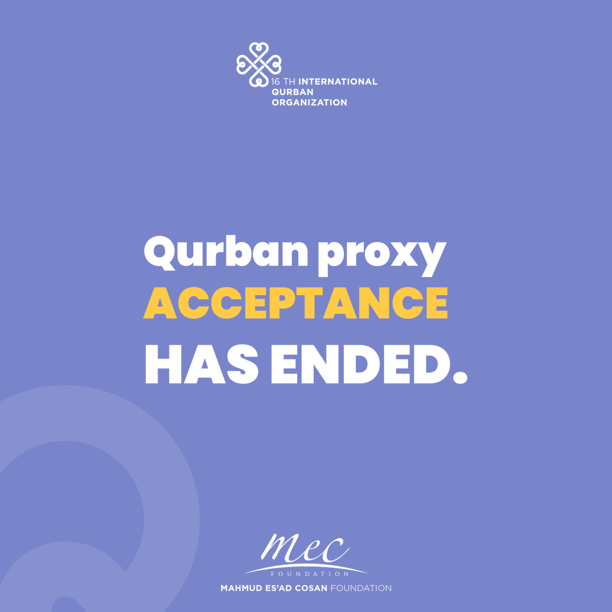 mecvakfi's tweet image. 1442/2021 Qurban Waqalah acceptance has ended. Thank you for your interest.

#DoItRight #DoItForAllah